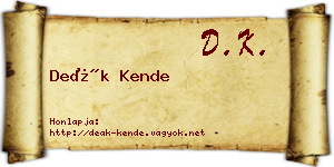 Deák Kende névjegykártya